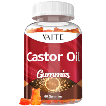 Castor Oil Gummies 1000mg - Natural Digestive Supports, Skin, Nails & Thicker Hair Growth, Ricinus Communis Seed Extract, Plant-Based, Vegan, Non-GMO, Gluten-Free, No Artificial Flavors, 60 Chewables